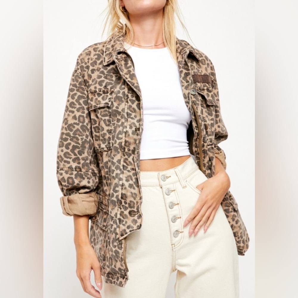 Free People Seize the Day Leopard Utility Jacket